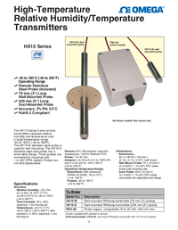 Thumbnail of document Data Sheet - HX15-D High Temp. RH Temperature Transmitter w/Probe
